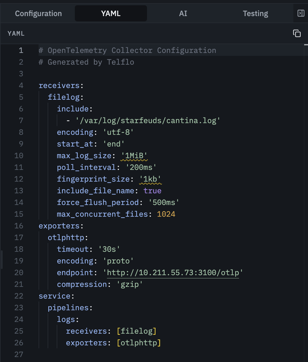 The Telflo Editor - YAML Editor