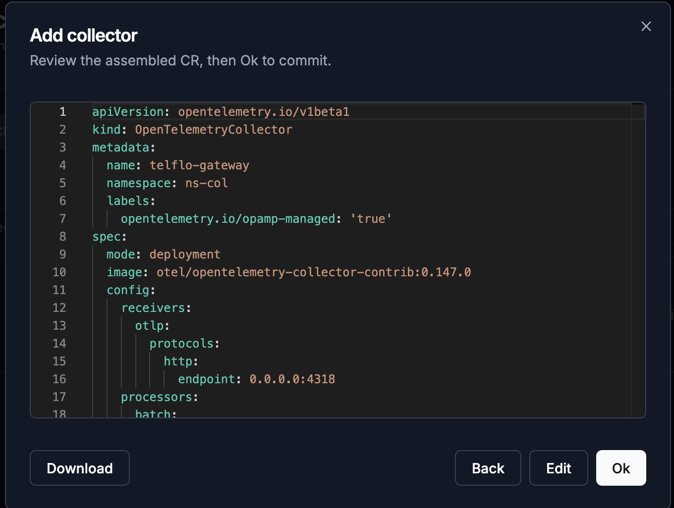 Add Collector dialog