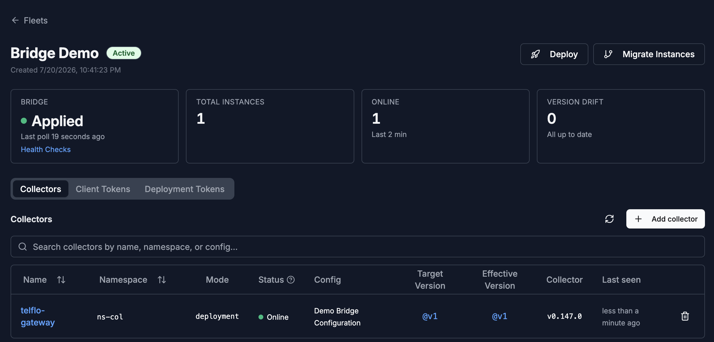 Add Collector dialog